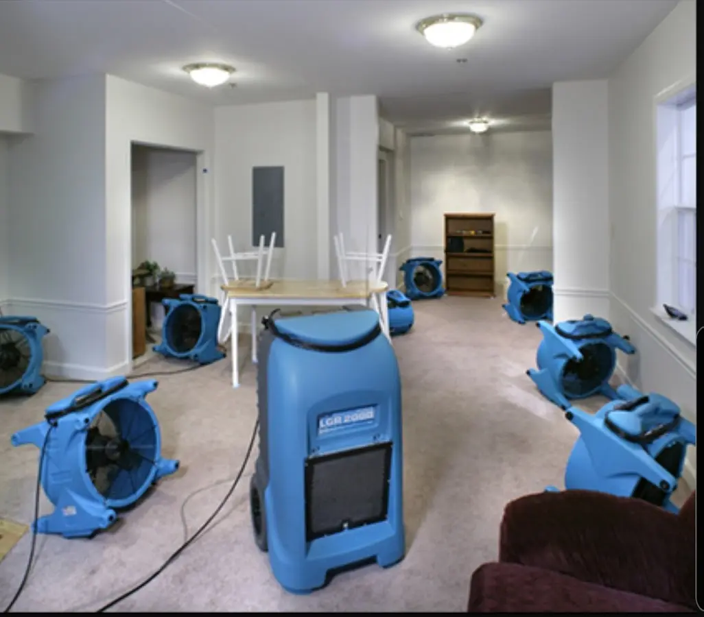 Air movers and dehumidifier setup for Water Extraction & Removal in Hebron