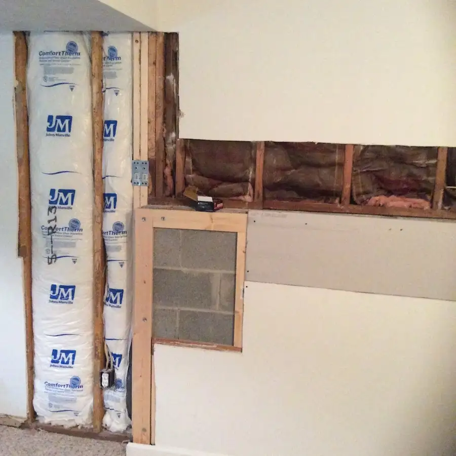 Wall insulation replacement during Basement Flood Cleanup in Hebron